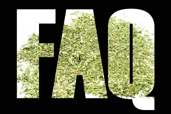 Faq Word Marihuana Zwarte Achtergrond — Stockfoto