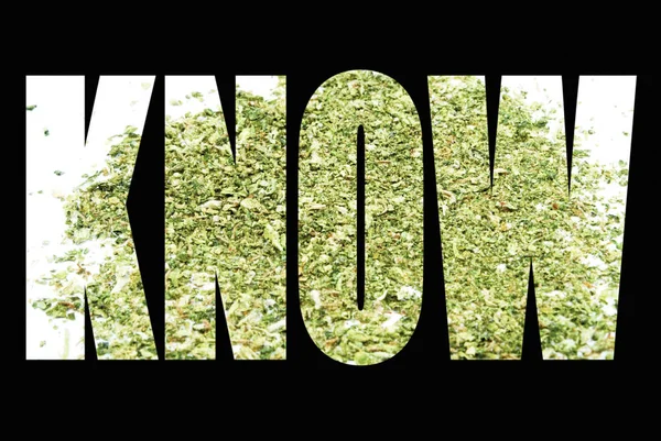 Know Word Marijuana Black Background — Stock Photo, Image