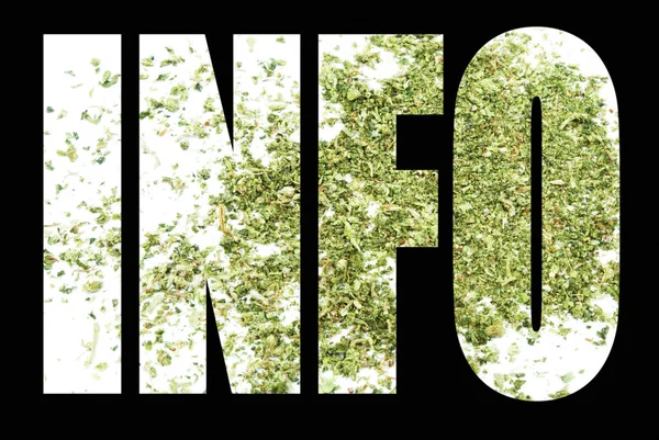 Info Word Marijuana Black Background Conceptual Poster — Stock Photo, Image
