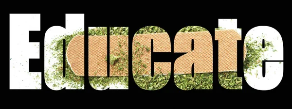 Vzdělávat Slovo Marihuana Černém Pozadí — Stock fotografie