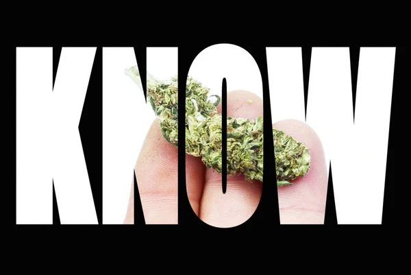 Wort Kennen Marihuana Auf Schwarzem Hintergrund — Stockfoto