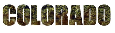 Beyaz arka plan içinde marihuana ile Colorado yazıt