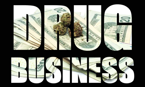 Nápis Drogových Obchodů Marihuanou Uvnitř Černého Pozadí — Stock fotografie