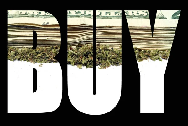 Comprar Palabra Marihuana Sobre Fondo Negro — Foto de Stock