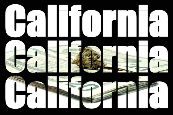 Californie Texte Marijuana Sur Fond Noir — Photo