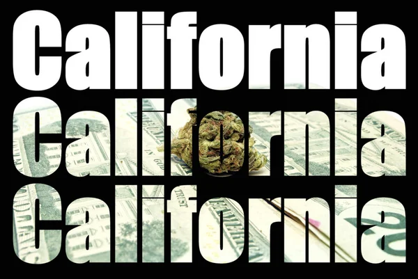 California Tekst Marihuana Zwarte Achtergrond — Stockfoto