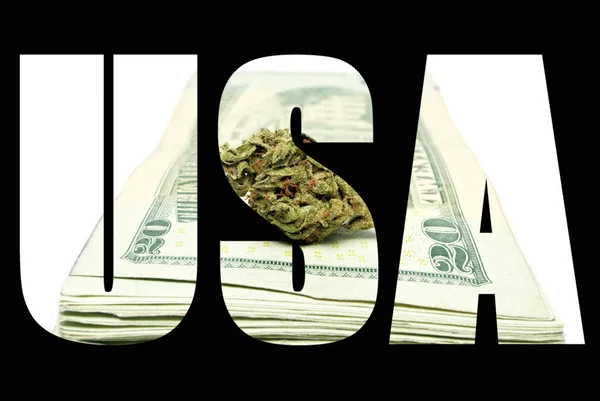 Usa Word Marijuana Black Background — Stock Photo, Image