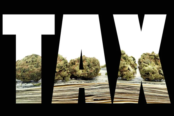 Skatt Ord Marijuana Svart Bakgrund — Stockfoto