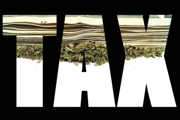Φορολογική Λέξη Μαριχουάνα Μαύρο Φόντο — Φωτογραφία Αρχείου