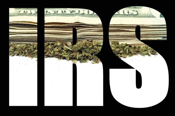 Iscrizione Irs Con Marijuana Dentro Sfondo Nero — Foto Stock