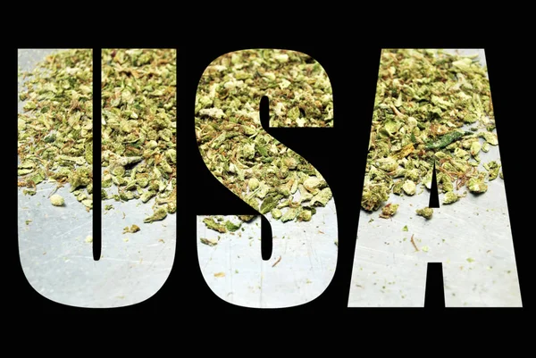 Usa Slovo Marihuana Černém Pozadí — Stock fotografie