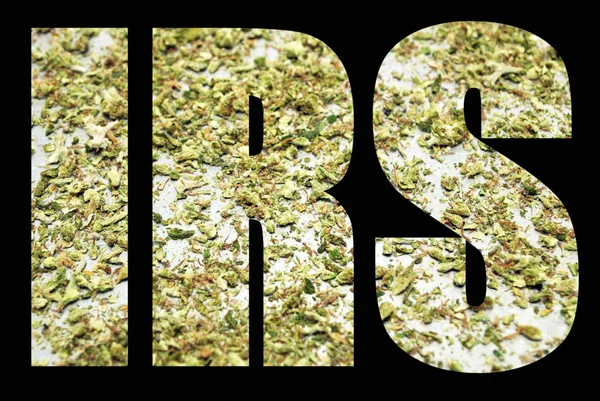 Letras Del Irs Sobre Fondo Negro Con Marihuana — Foto de Stock
