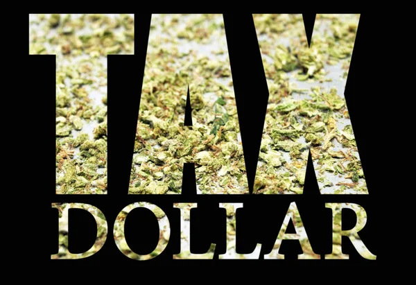 Text Daňového Dolaru Marihuana Černém Pozadí — Stock fotografie