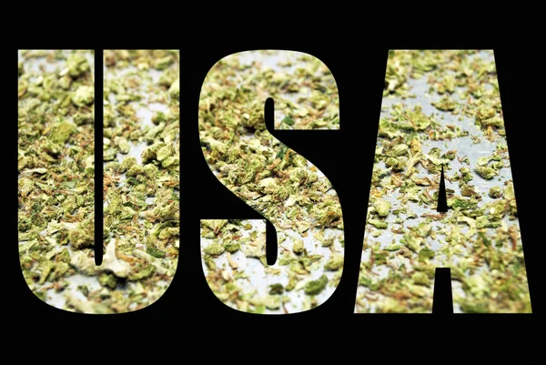 Usa Slovo Marihuana Černém Pozadí — Stock fotografie