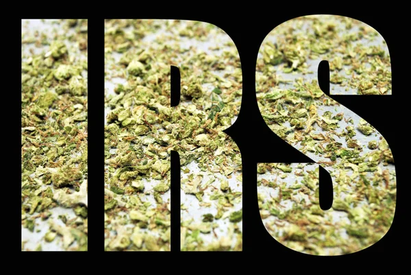 Letras Del Irs Sobre Fondo Negro Con Marihuana —  Fotos de Stock