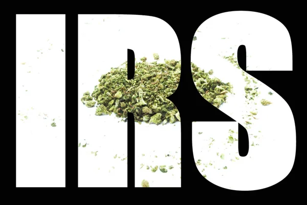 Irs Nápisy Černém Pozadí Marihuanou — Stock fotografie