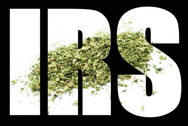 Irs Nápisy Černém Pozadí Marihuanou — Stock fotografie