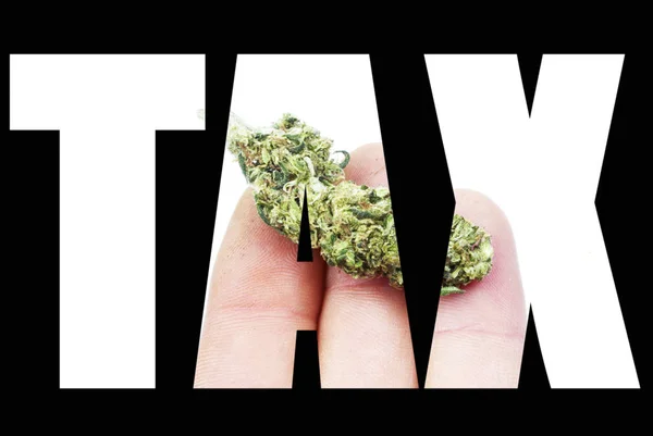 Tax Lettering Fundo Preto Com Maconha — Fotografia de Stock