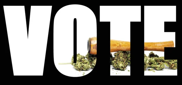 Vote Inscription Avec Marijuana Intérieur Sur Fond Noir Concept Légalisé — Photo