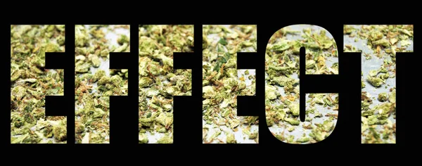 Effekt Bokstäver Svart Bakgrund Med Marijuana — Stockfoto