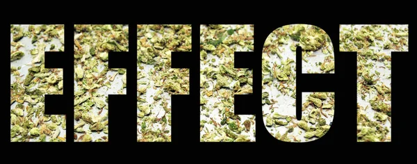 Marihuana Ile Siyah Arka Plan Üzerinde Efekt Yazısı — Stok fotoğraf