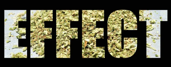 Letras Efecto Sobre Fondo Negro Con Marihuana —  Fotos de Stock