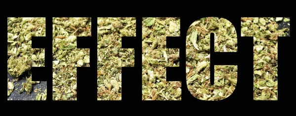 黑色背景与大麻的效果字母 — 图库照片