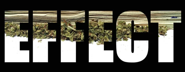 Effetto Lettering Sfondo Nero Con Marijuana — Foto Stock