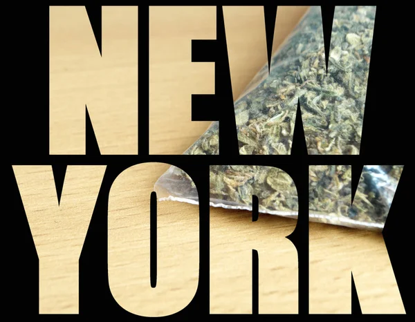 Nueva York Letras Sobre Fondo Con Marihuana —  Fotos de Stock