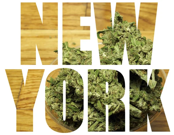 Lettrage New York Sur Fond Marijuana — Photo