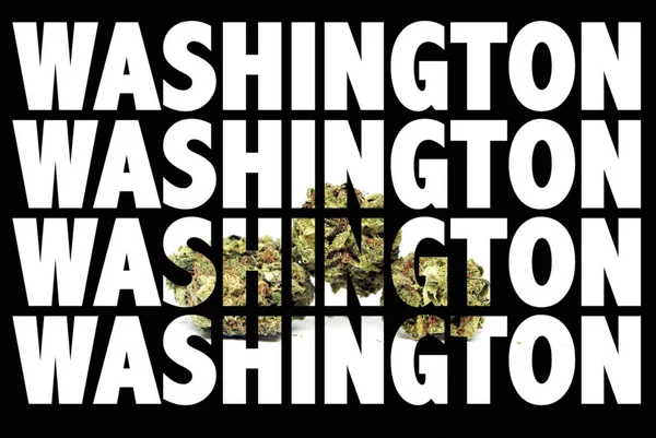 Washington Inskriptioner Med Marijuana Inuti Svart Bakgrund — Stockfoto