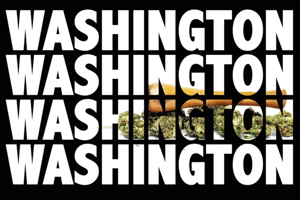Washington Feliratokat Marihuána Belsejében Fekete Háttér — Stock Fotó