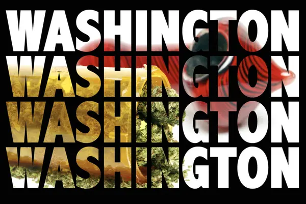 Inscriptions Washington Avec Marijuana Intérieur Sur Fond Noir — Photo