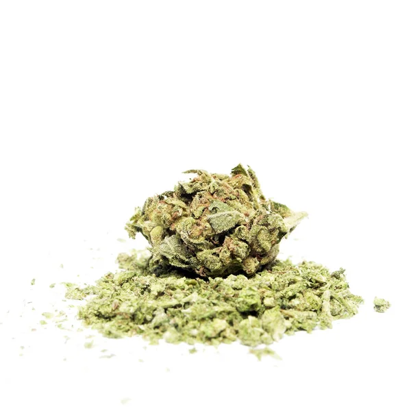 Composition Conceptuelle Production Marijuana Nature Morte Isolée Sur Fond Blanc — Photo