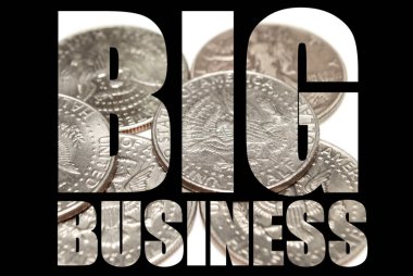 Siyah arka planda içinde para ile büyük iş yazıt