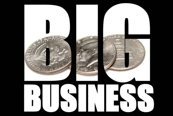 Big Business Inscription Money Black Background — Stock Photo, Image