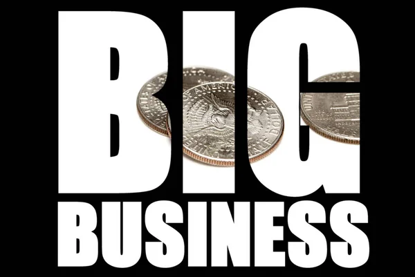 Big Business Inskription Med Pengar Inne Svart Bakgrund — Stockfoto