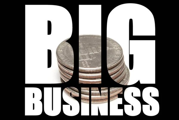 Big Business Inscription Money Black Background — Stock Photo, Image