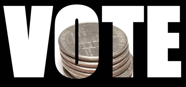 Voto Inscripción Con Dinero Interior Sobre Fondo Negro —  Fotos de Stock