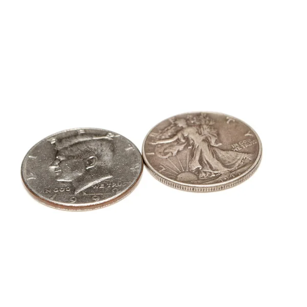 Moedas Dinheiro Isoladas Fundo Branco — Fotografia de Stock