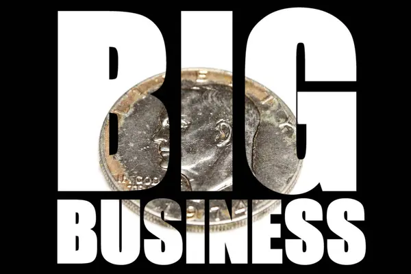 Big Business Inscription Money Black Background — Stock Photo, Image