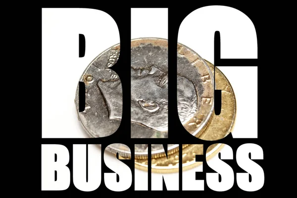 Big Business Inskription Med Pengar Inne Svart Bakgrund — Stockfoto