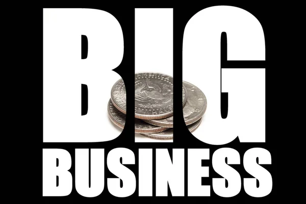 Big Business Inscription Money Black Background — Stock Photo, Image