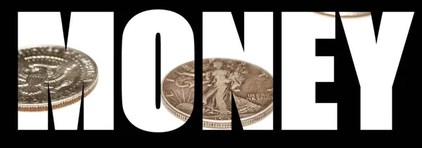 Λεφτά Νομίσματα Μαύρο Φόντο — Φωτογραφία Αρχείου