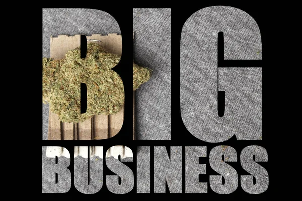 Big Business Inscription Avec Marijuana Intérieur Sur Fond Noir — Photo