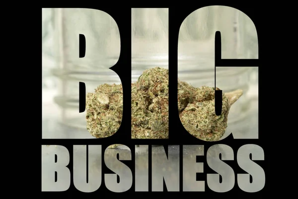 Duży Biznes Napis Marihuaną Wewnątrz Czarnym Tle — Zdjęcie stockowe