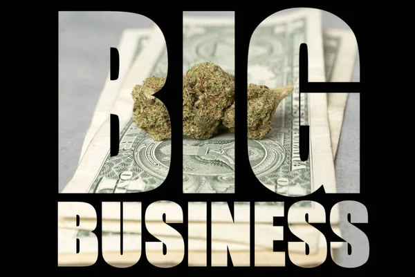 Big Business Inscription Money Black Background — Stock Photo, Image