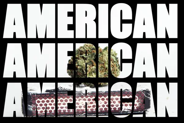 American Inscriptions Marijuana Black Background — Stock Photo, Image