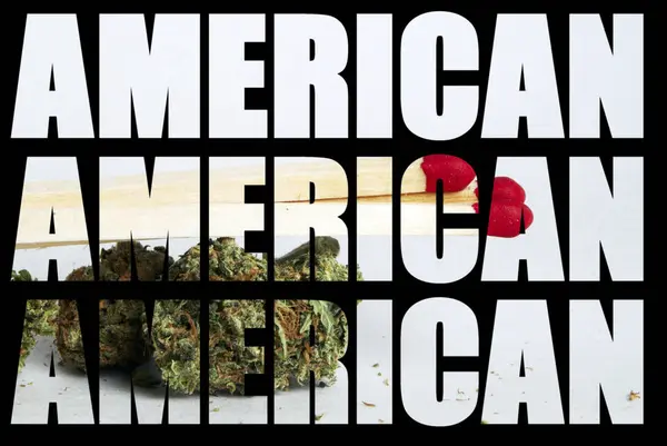 American Inscriptions Marijuana Black Background — Stock Photo, Image