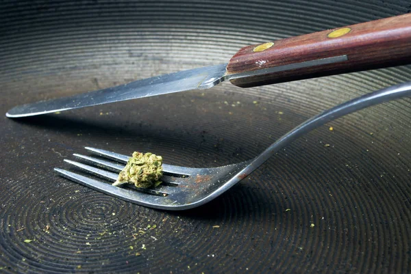 Still Life Composition Marijuana Metallic Surface — Stock Photo, Image